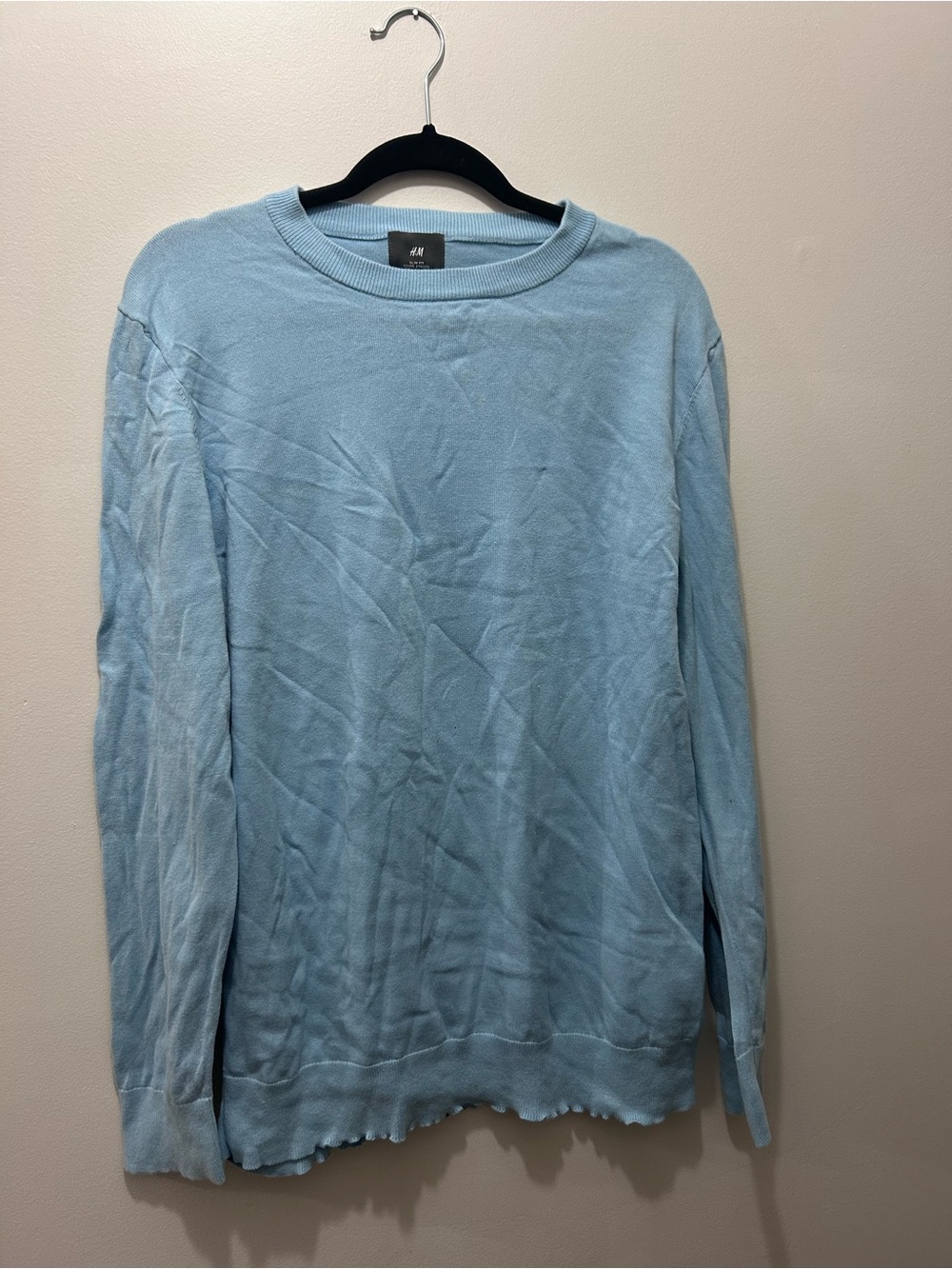 H&M Men's Pastel Blue Crewneck Sweater